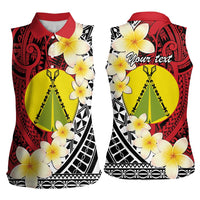 Sigave Chiefdom Wallis and Futuna Personalized Women Sleeveless Polo Shirt Frangipani Flowers Polynesian Pattern LT9 - Polynesian Pride