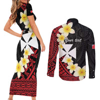 Uvea Chiefdom Wallis and Futuna Personalized Couples Matching Short Sleeve Bodycon Dress and Long Sleeve Button Shirt Frangipani Flowers Polynesian Pattern LT9 - Polynesian Pride