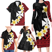 Uvea Chiefdom Wallis and Futuna Personalized Family Matching Long Sleeve Bodycon Dress and Hawaiian Shirt Frangipani Flowers Polynesian Pattern LT9 - Polynesian Pride