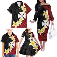 Uvea Chiefdom Wallis and Futuna Personalized Family Matching Off The Shoulder Long Sleeve Dress and Hawaiian Shirt Frangipani Flowers Polynesian Pattern LT9 - Polynesian Pride