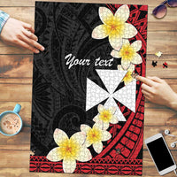 Uvea Chiefdom Wallis and Futuna Personalized Puzzle Frangipani Flowers Polynesian Pattern LT9 Red - Polynesian Pride