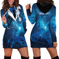 New Zealand Nurses RN Personalised Hoodie Dress Galaxy Stethoscope Maori Motif LT9 - Polynesian Pride