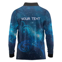 New Zealand Nurses RN Personalised Long Sleeve Polo Shirt Galaxy Stethoscope Maori Motif LT9 - Polynesian Pride