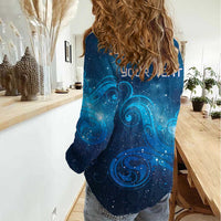 New Zealand Nurses RN Personalised Women Casual Shirt Galaxy Stethoscope Maori Motif LT9 - Polynesian Pride