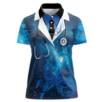 New Zealand Nurses RN Personalised Women Polo Shirt Galaxy Stethoscope Maori Motif LT9 Female Galaxy - Polynesian Pride
