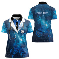 New Zealand Nurses RN Personalised Women Polo Shirt Galaxy Stethoscope Maori Motif LT9 - Polynesian Pride