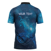New Zealand Nurses RN Personalised Zipper Polo Shirt Galaxy Stethoscope Maori Motif LT9 - Polynesian Pride