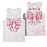 New Zealand Nurses RN Personalised Basketball Jersey Pink Stethoscope Coquette Bow Maori Motif LT9 - Polynesian Pride