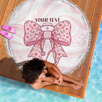 New Zealand Nurses RN Personalised Beach Blanket Pink Stethoscope Coquette Bow Maori Motif