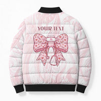 New Zealand Nurses RN Personalised Bomber Puffer Jacket Pink Stethoscope Coquette Bow Maori Motif