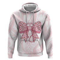 New Zealand Nurses RN Personalised Hoodie Pink Stethoscope Coquette Bow Maori Motif LT9 Pullover Hoodie Pink - Polynesian Pride