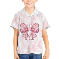 New Zealand Nurses RN Personalised Kid Hawaiian Shirt Pink Stethoscope Coquette Bow Maori Motif LT9 Kid Pink - Polynesian Pride