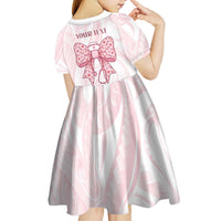 New Zealand Nurses RN Personalised Kid Short Sleeve Dress Pink Stethoscope Coquette Bow Maori Motif LT9 - Polynesian Pride