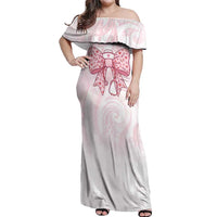 New Zealand Nurses RN Personalised Off Shoulder Maxi Dress Pink Stethoscope Coquette Bow Maori Motif LT9 Women Pink - Polynesian Pride