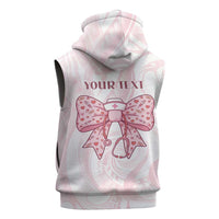 New Zealand Nurses RN Personalised Sleeveless Zip Hoodie Pink Stethoscope Coquette Bow Maori Motif LT9 - Polynesian Pride
