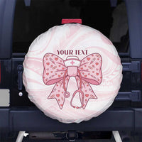 New Zealand Nurses RN Personalised Spare Tire Cover Pink Stethoscope Coquette Bow Maori Motif LT9 No hole Pink - Polynesian Pride