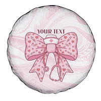 New Zealand Nurses RN Personalised Spare Tire Cover Pink Stethoscope Coquette Bow Maori Motif LT9 - Polynesian Pride