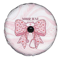 New Zealand Nurses RN Personalised Spare Tire Cover Pink Stethoscope Coquette Bow Maori Motif LT9 - Polynesian Pride