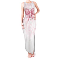 New Zealand Nurses RN Personalised Tank Maxi Dress Pink Stethoscope Coquette Bow Maori Motif LT9 Women Pink - Polynesian Pride