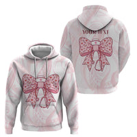 New Zealand Nurses RN Personalised Zip Hoodie Pink Stethoscope Coquette Bow Maori Motif LT9 - Polynesian Pride