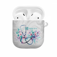 New Zealand Nurses RN Personalised AirPods Case Stethoscope Floral Maori Motif