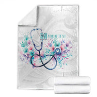 New Zealand Nurses RN Personalised Blanket Stethoscope Floral Maori Motif