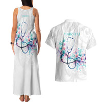 New Zealand Nurses RN Personalised Couples Matching Tank Maxi Dress and Hawaiian Shirt Stethoscope Floral Maori Motif LT9 - Polynesian Pride