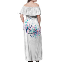 New Zealand Nurses RN Personalised Family Matching Off Shoulder Maxi Dress and Hawaiian Shirt Stethoscope Floral Maori Motif LT9 - Polynesian Pride