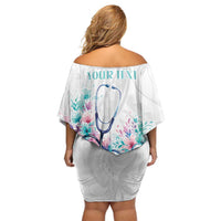 New Zealand Nurses RN Personalised Family Matching Off Shoulder Short Dress and Hawaiian Shirt Stethoscope Floral Maori Motif LT9 - Polynesian Pride