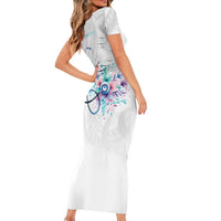 New Zealand Nurses RN Personalised Short Sleeve Bodycon Dress Stethoscope Floral Maori Motif LT9 - Polynesian Pride