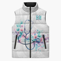 New Zealand Nurses RN Personalised Sleeveless Puffer Jacket Stethoscope Floral Maori Motif