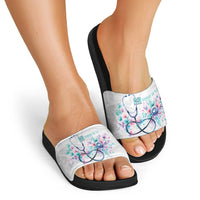 New Zealand Nurses RN Personalised Slide Sandals Stethoscope Floral Maori Motif
