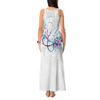 New Zealand Nurses RN Personalised Tank Maxi Dress Stethoscope Floral Maori Motif LT9 - Polynesian Pride