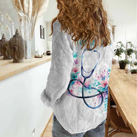 New Zealand Nurses RN Personalised Women Casual Shirt Stethoscope Floral Maori Motif LT9 - Polynesian Pride