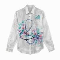 New Zealand Nurses RN Personalised Women Casual Shirt Stethoscope Floral Maori Motif LT9 - Polynesian Pride