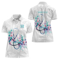 New Zealand Nurses RN Personalised Women Polo Shirt Stethoscope Floral Maori Motif LT9 - Polynesian Pride