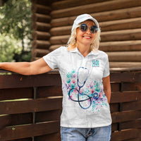 New Zealand Nurses RN Personalised Women Polo Shirt Stethoscope Floral Maori Motif LT9 - Polynesian Pride