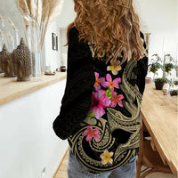 Custom Polynesian Women Casual Shirt Hawaiian Warriors with Tribal Shark Tattoos - Nude LT9 - Polynesian Pride