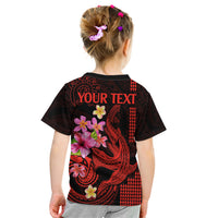 Custom Polynesian Kid T Shirt Hawaiian Warriors with Tribal Shark Tattoos - Red LT9 - Polynesian Pride