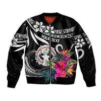 Custom Northern Mariana Islands Sleeve Zip Bomber Jacket Happy Independence Day LT9 Unisex White - Polynesian Pride