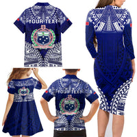Personalised Samoa Coat Of Arms Family Matching Long Sleeve Bodycon Dress and Hawaiian Shirt With Polynesian Pattern Version LT9 - Polynesian Pride