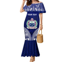 Personalised Samoa Coat Of Arms Family Matching Mermaid Dress and Hawaiian Shirt With Polynesian Pattern Version LT9 Mom's Dress Blue - Polynesian Pride