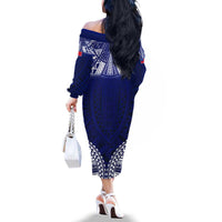 Personalised Samoa Coat Of Arms Family Matching Off The Shoulder Long Sleeve Dress and Hawaiian Shirt With Polynesian Pattern Version LT9 - Polynesian Pride