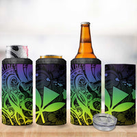Polynesian Tribal Plumeria 4 in 1 Can Cooler Tumbler with Hawaii Kanaka Maoli Reggae Version LT9 - Polynesian Pride