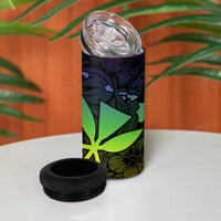 Polynesian Tribal Plumeria 4 in 1 Can Cooler Tumbler with Hawaii Kanaka Maoli Reggae Version LT9 - Polynesian Pride