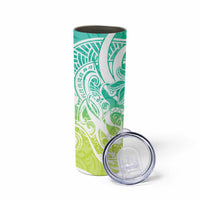 Polynesian Tribal Plumeria Skinny Tumbler with Hawaii Kanaka Maoli Green Gradient Version LT9 - Polynesian Pride