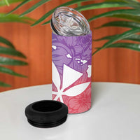 Polynesian Tribal Plumeria 4 in 1 Can Cooler Tumbler with Hawaii Kanaka Maoli Bloom Version LT9 - Polynesian Pride
