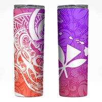 Polynesian Tribal Plumeria Skinny Tumbler with Hawaii Kanaka Maoli Purple Gradient Version LT9 Purple Gradient - Polynesian Pride