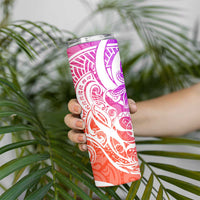 Polynesian Tribal Plumeria Skinny Tumbler with Hawaii Kanaka Maoli Purple Gradient Version LT9 - Polynesian Pride