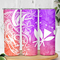 Polynesian Tribal Plumeria Skinny Tumbler with Hawaii Kanaka Maoli Purple Gradient Version LT9 - Polynesian Pride